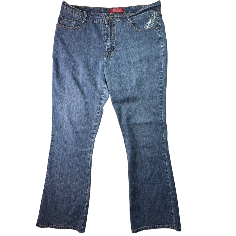 CosJeans Bootcut Denim Blue Jeans Y2K Embroidered Rhinestone Size 14 Medium Wash